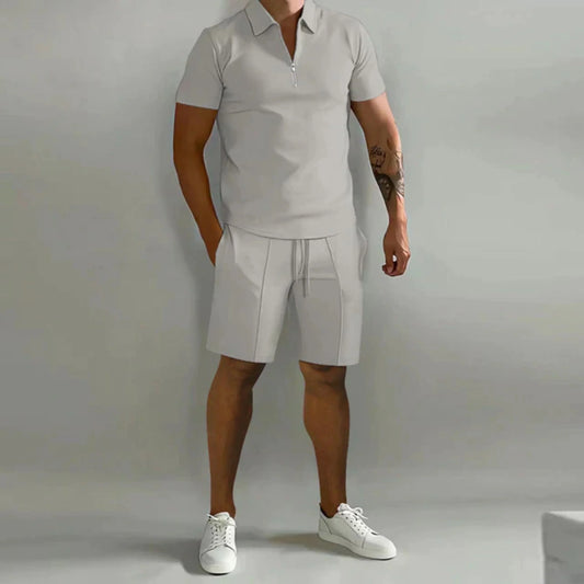 Conjunto Polo con Cremallera para Hombre y Shorts | Ligereza y Comodidad de Verano