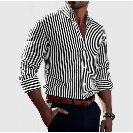 Camisa de hombre a rayas de tela | Estilo inteligente de verano para el día a día