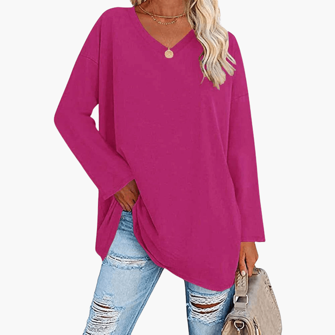 Dámská oversize košile s výstřihem do V | Ležérní pohodlí