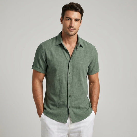 Ropa de cama masculina estilo camisa de verano | Manga corta con cuello abierto