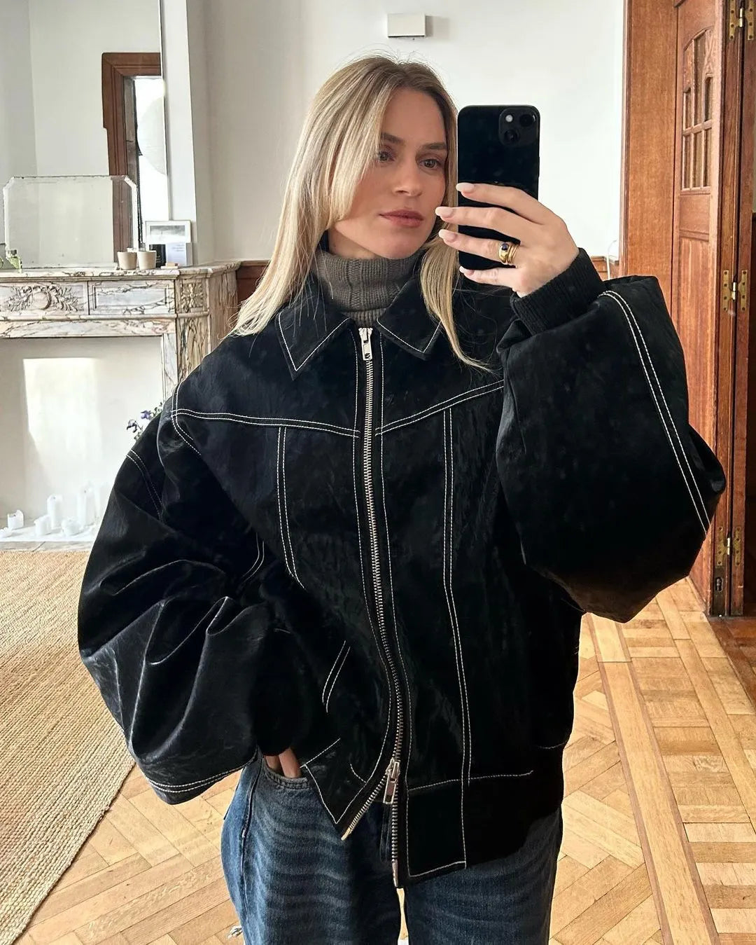 Oversized Bomber Jacket for Women