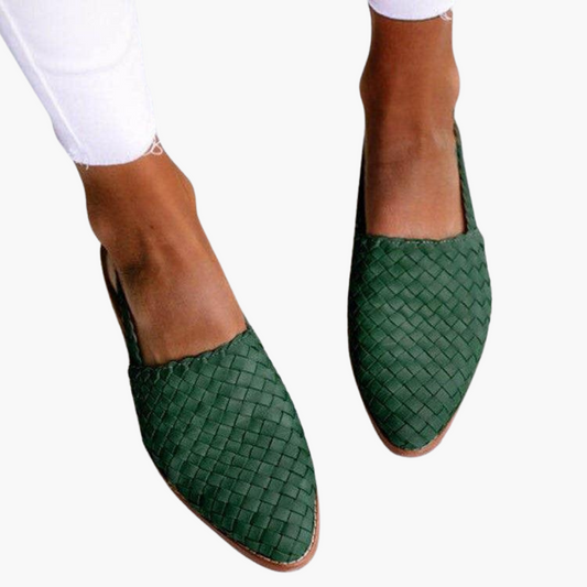 Zapatillas de estilo trenzado de cuero para mujer | Sandalias planas de verano