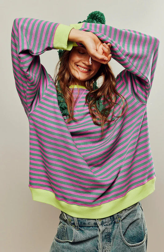 Suéter oversize de rayas para mujer | Corte holgado