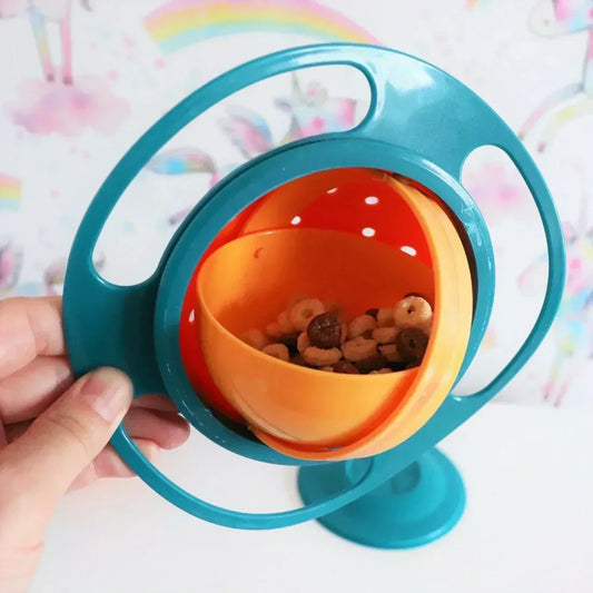 Tazón de 360° para Niños con Protección Contra Derrames y Diseño Giroscópico