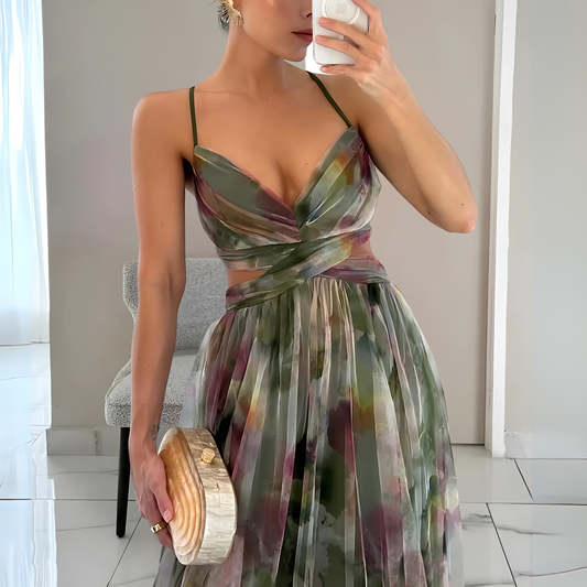 Women's Tiered Maxi Dress | Open Back with Tie Detail