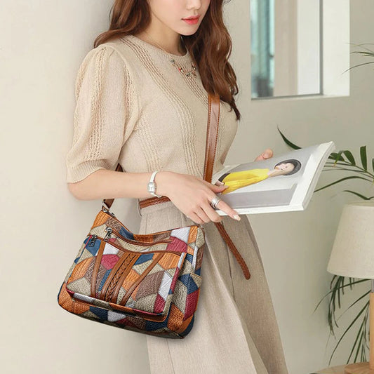 Bolso de hombro patchwork para mujer