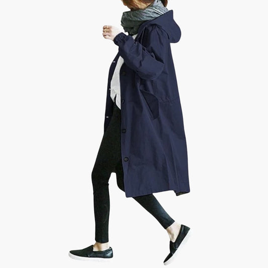 Abrigo de Mujer con Capucha y Botones | Ropa Casual Exterior