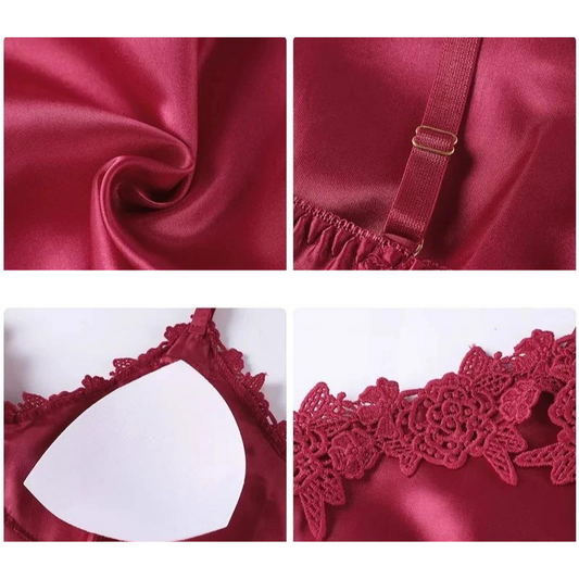 Conjunto de ropa interior de satén 5 en 1 | Lencería de noche de lujo para mujer