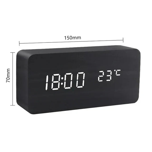 Reloj despertador LED con apariencia de madera | Reloj digital retro de mesa regalo