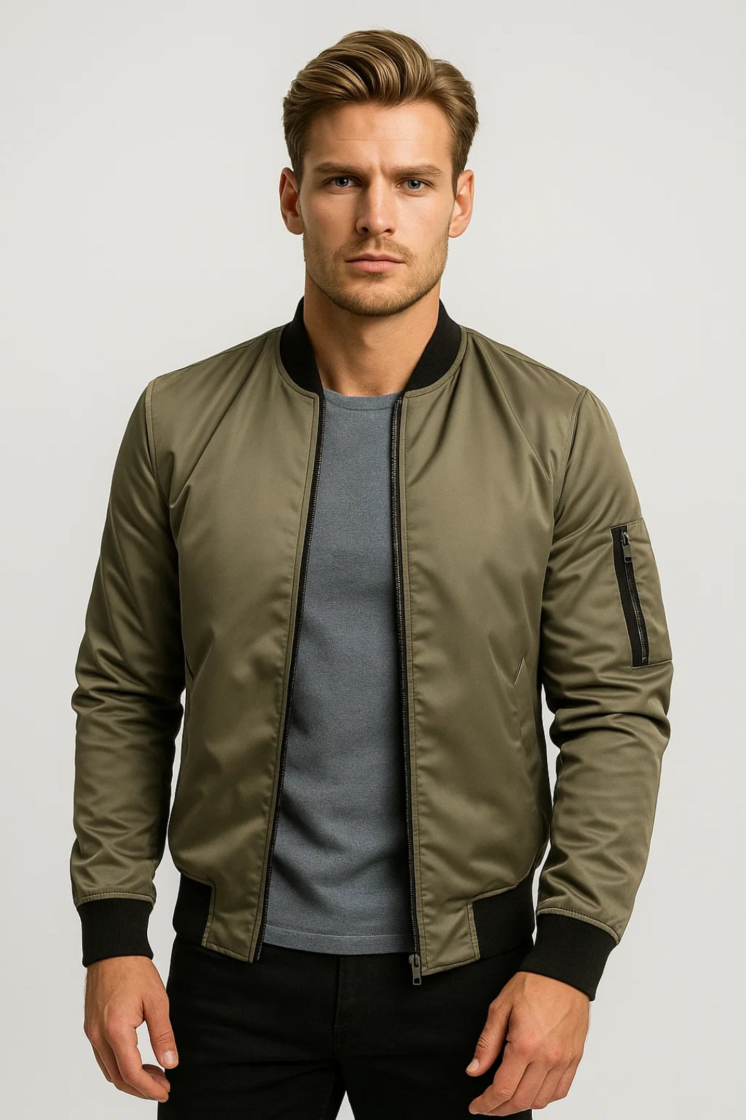 Men's Bomber Jacket for Every Season with Zippers