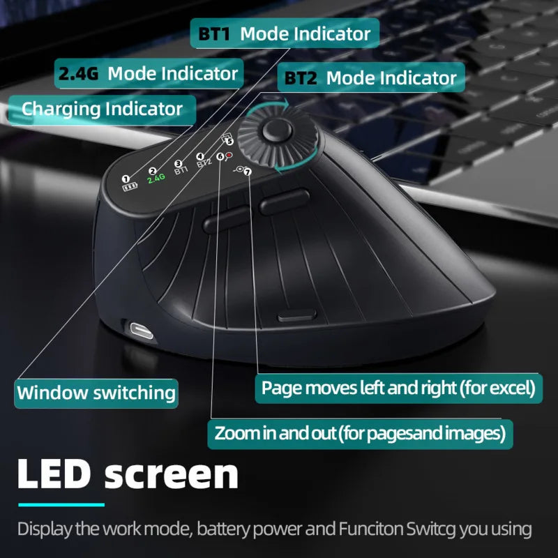Vertical Mouse | Wireless Bluetooth 5.1 for Comfort and Productivity