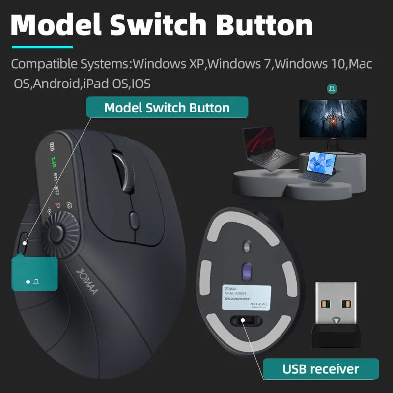 Vertical Mouse | Wireless Bluetooth 5.1 for Comfort and Productivity