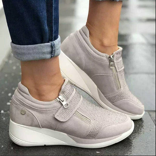 Zapatillas de plataforma para mujer con cremallera lateral rápida