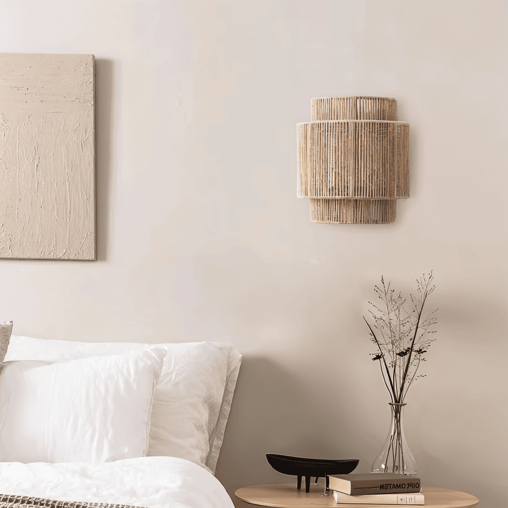 Boho Wall Decoration | Rattan Lampshade with Hemp Rope