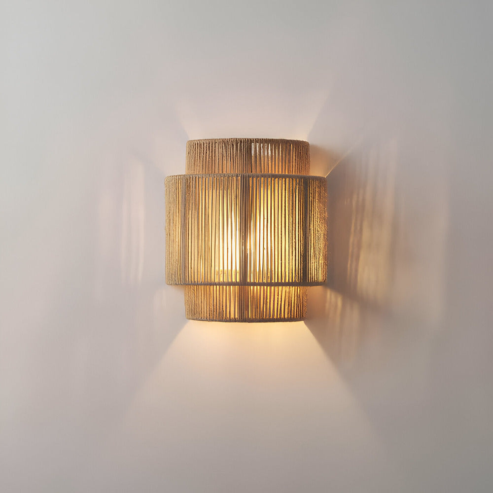 Boho Wall Decoration | Rattan Lampshade with Hemp Rope