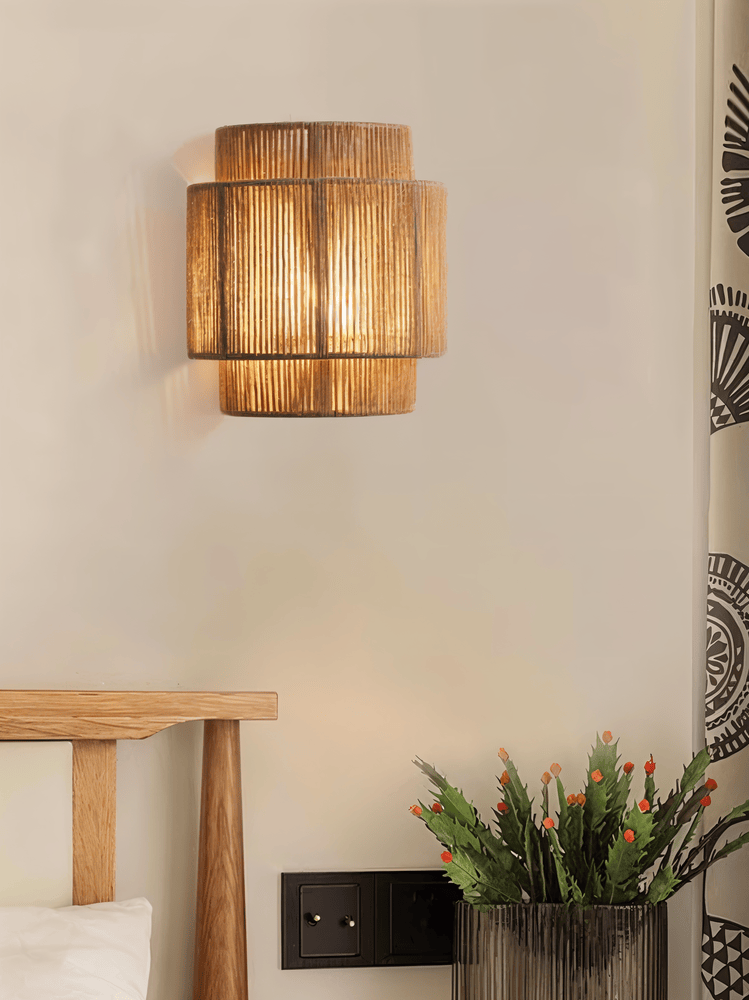 Boho Wall Decoration | Rattan Lampshade with Hemp Rope
