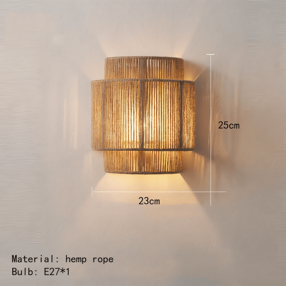 Boho Wall Decoration | Rattan Lampshade with Hemp Rope