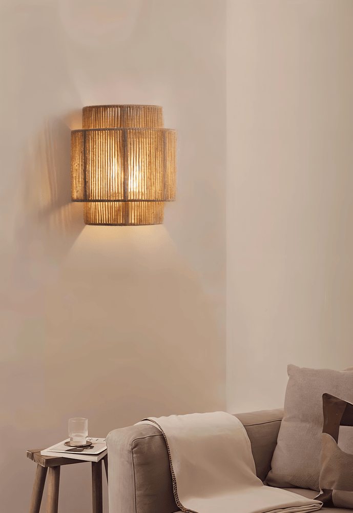 Boho Wall Decoration | Rattan Lampshade with Hemp Rope