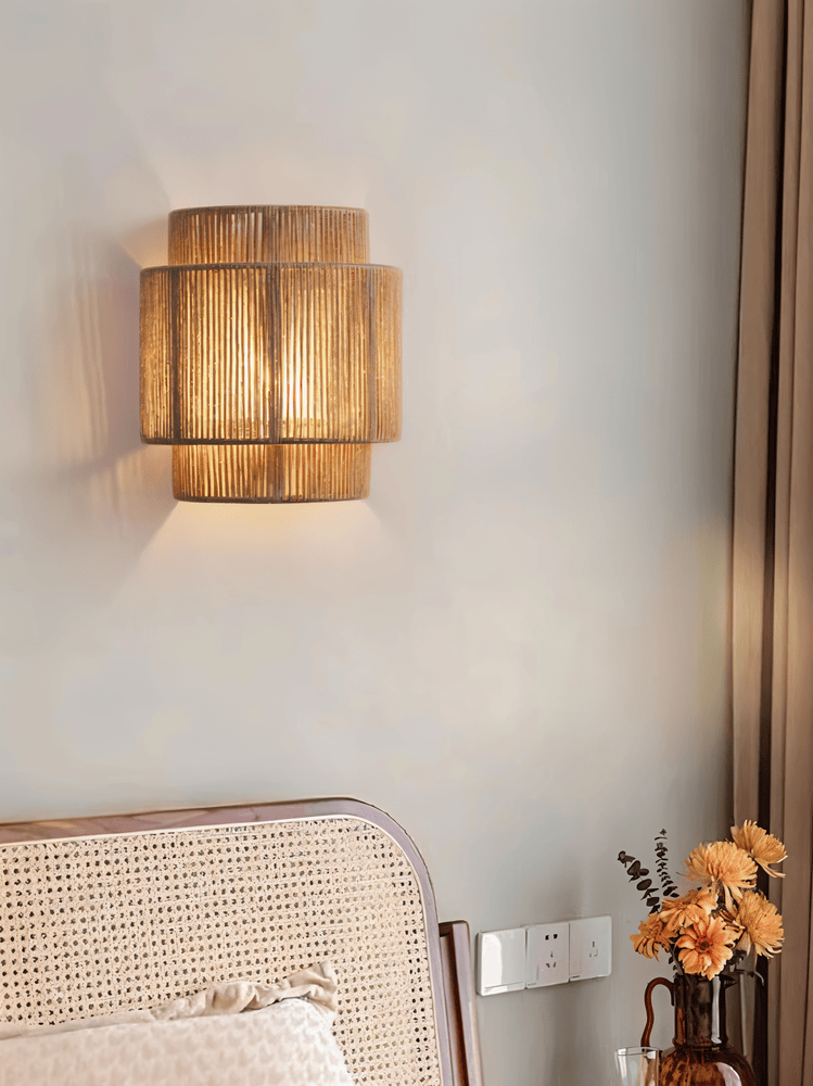 Boho Wall Decoration | Rattan Lampshade with Hemp Rope