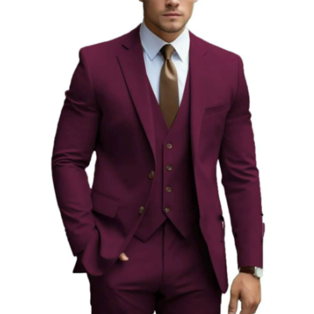 Men's 3-Piece Wedding Suit with Vest