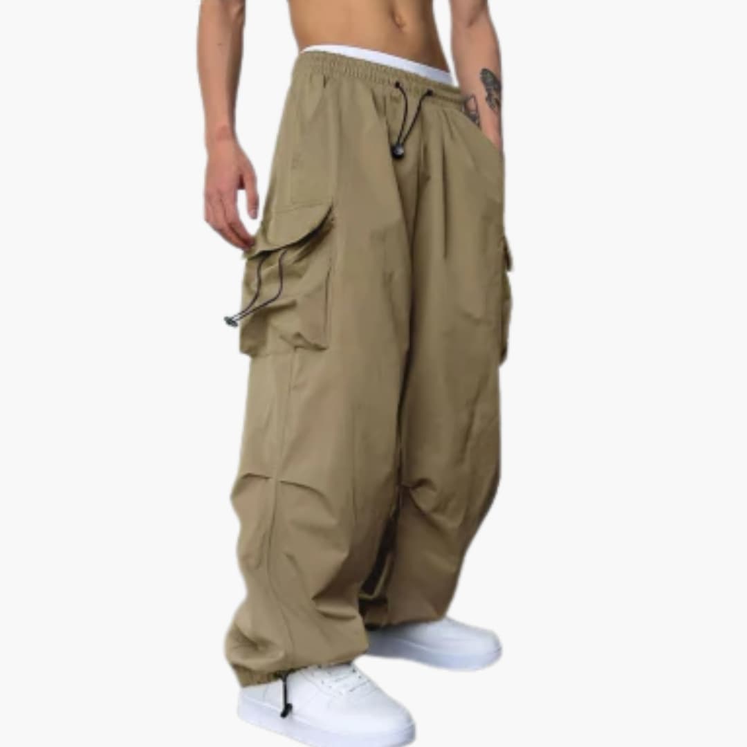 Męskie Spodnie Cargo Z Szerokimi Nogawkami | Wieloma Kieszeniami Spodnie Codzienne