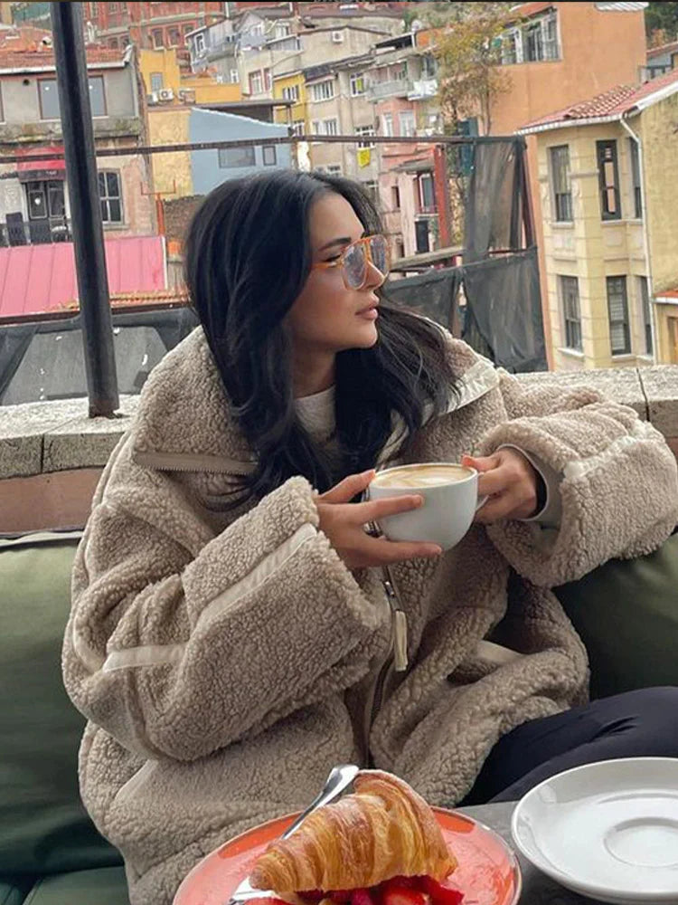 Women's Plus Size Plush Coat