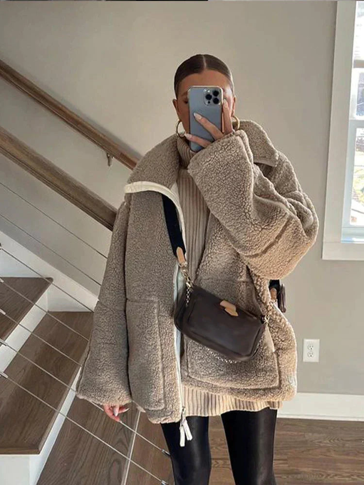 Women's Plus Size Plush Coat