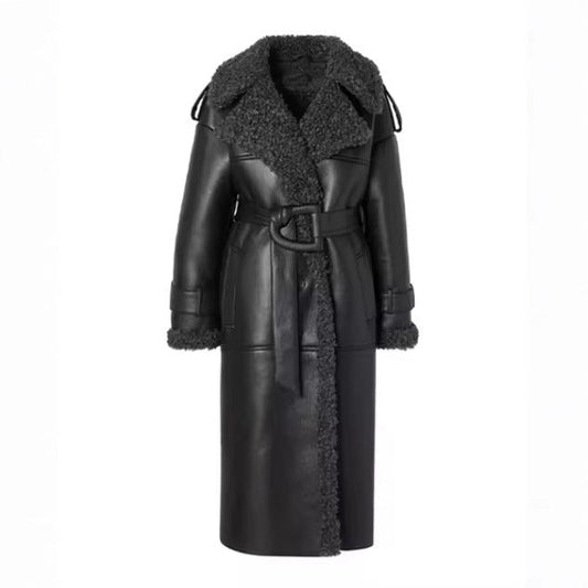 Elegante chaqueta de cuero para mujer | Ropa exterior estilosa y cálida