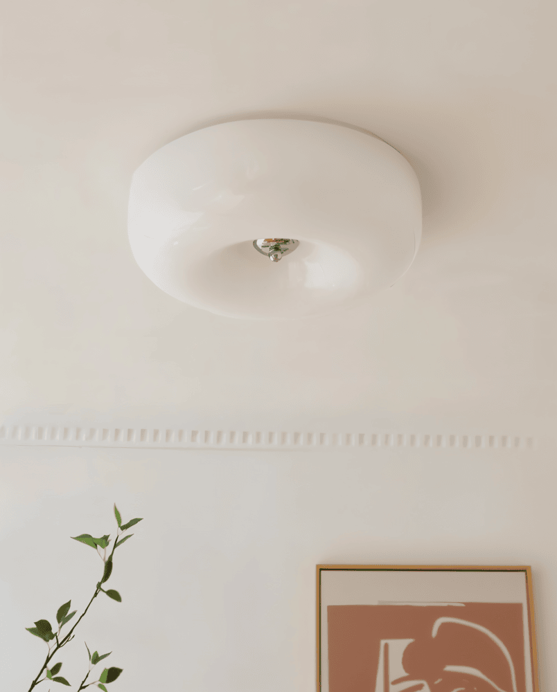 Donut Ceiling Lamp | Modern Scandinavian Pendant Lamp in White Glass