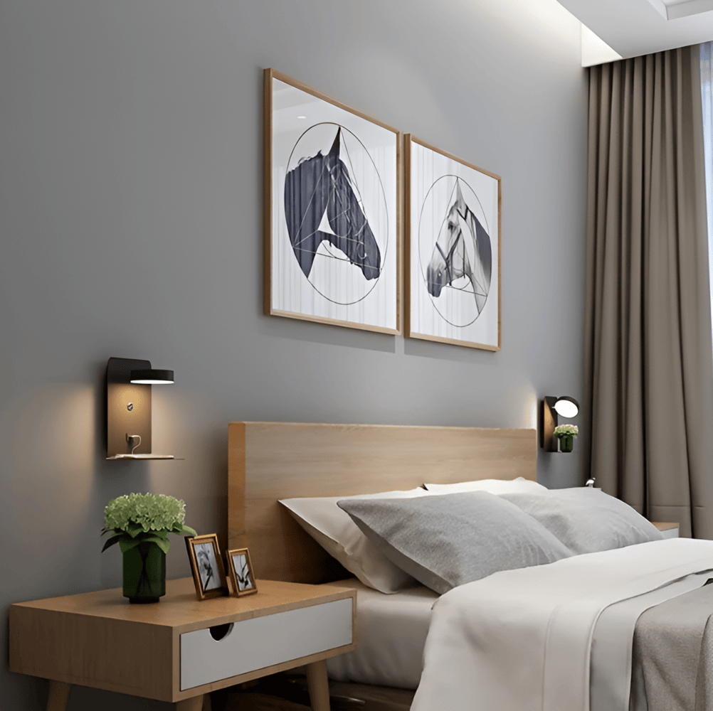 Aluminum Night Lamp with Shelf and USB Charging Port