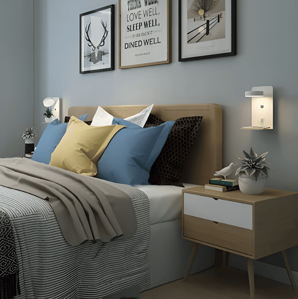 Aluminum Night Lamp with Shelf and USB Charging Port