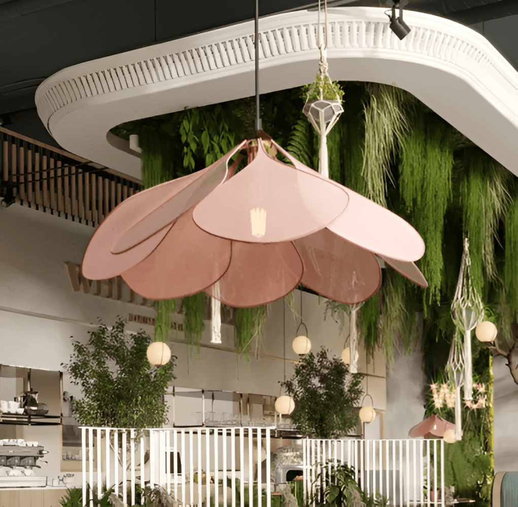 Vintage Style Floral Fabric Hanging Lamp
