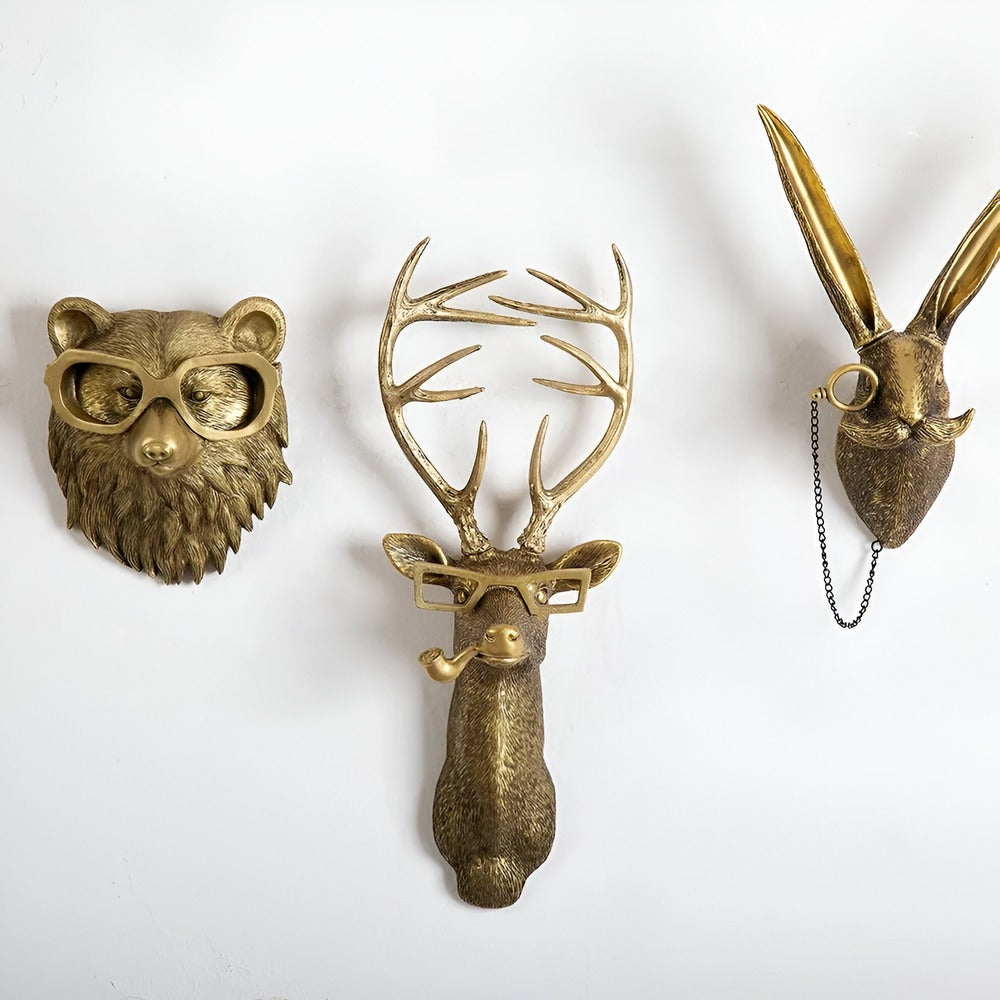 Gold Head | Multifunctional Wall Hook with Decorative Animal Head for Wall Storage
