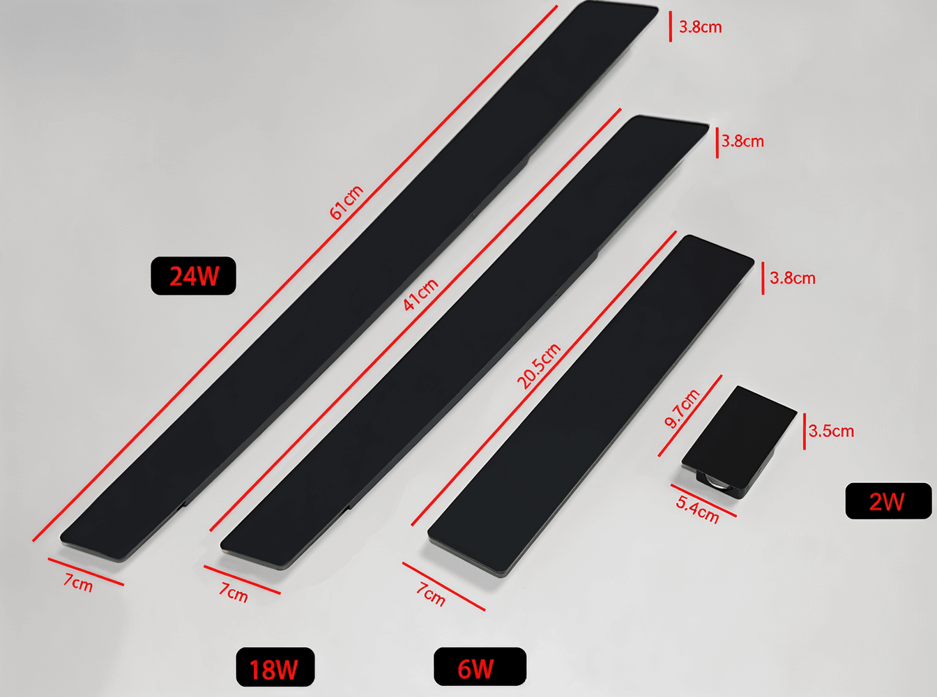 Rectangular Black Aluminum LED Outdoor Wall Lamp