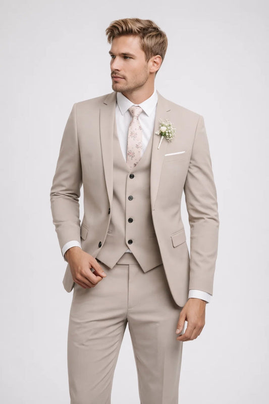 Traje de primavera de tres piezas para hombre hecho a medida | Corte cómodo