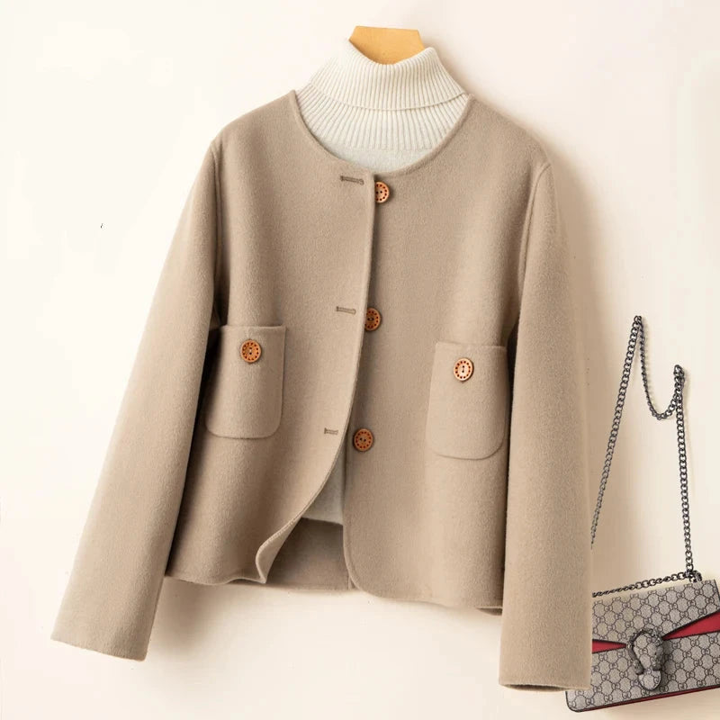 Women's Cropped Wool Blend Jacket | Warm and Stylish