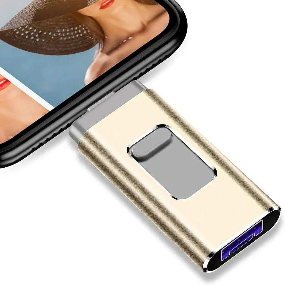 Multi-port OTG USB Flash Drive - USB-A, USB-C, Micro-USB and Lightning (4 in 1)