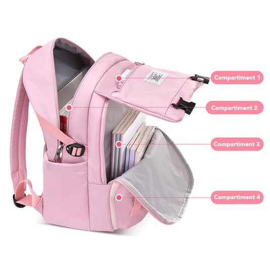 Mochila escolar organizada con múltiples bolsillos | Duradera y organizada