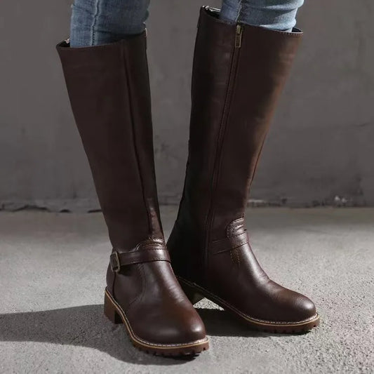 Dámské boty z umělé kůže | Elegantní detail s přezkou a styl