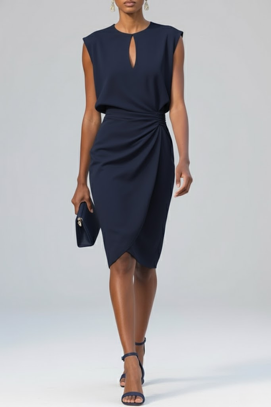 Vestido Midi con Volantes para Mujer | Estilo Elegante con Detalles de Ojal en Forma de Llave