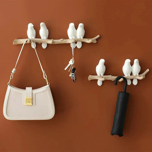 Perchero de Pared de Madera Estiloso con Diseño Único de Pájaro