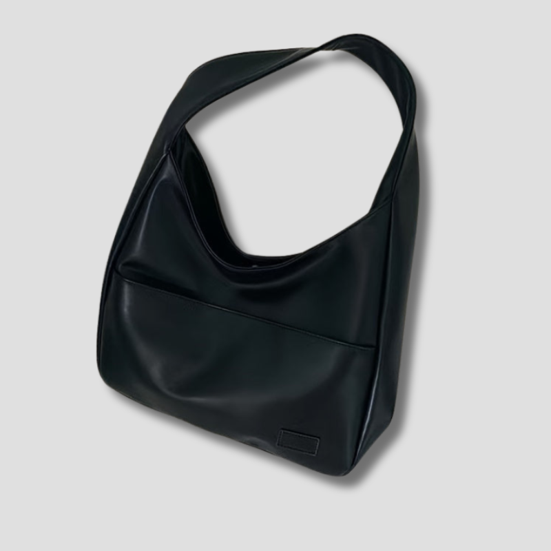 Minimalist Black Leather Hobo Bag | Everyday Chic