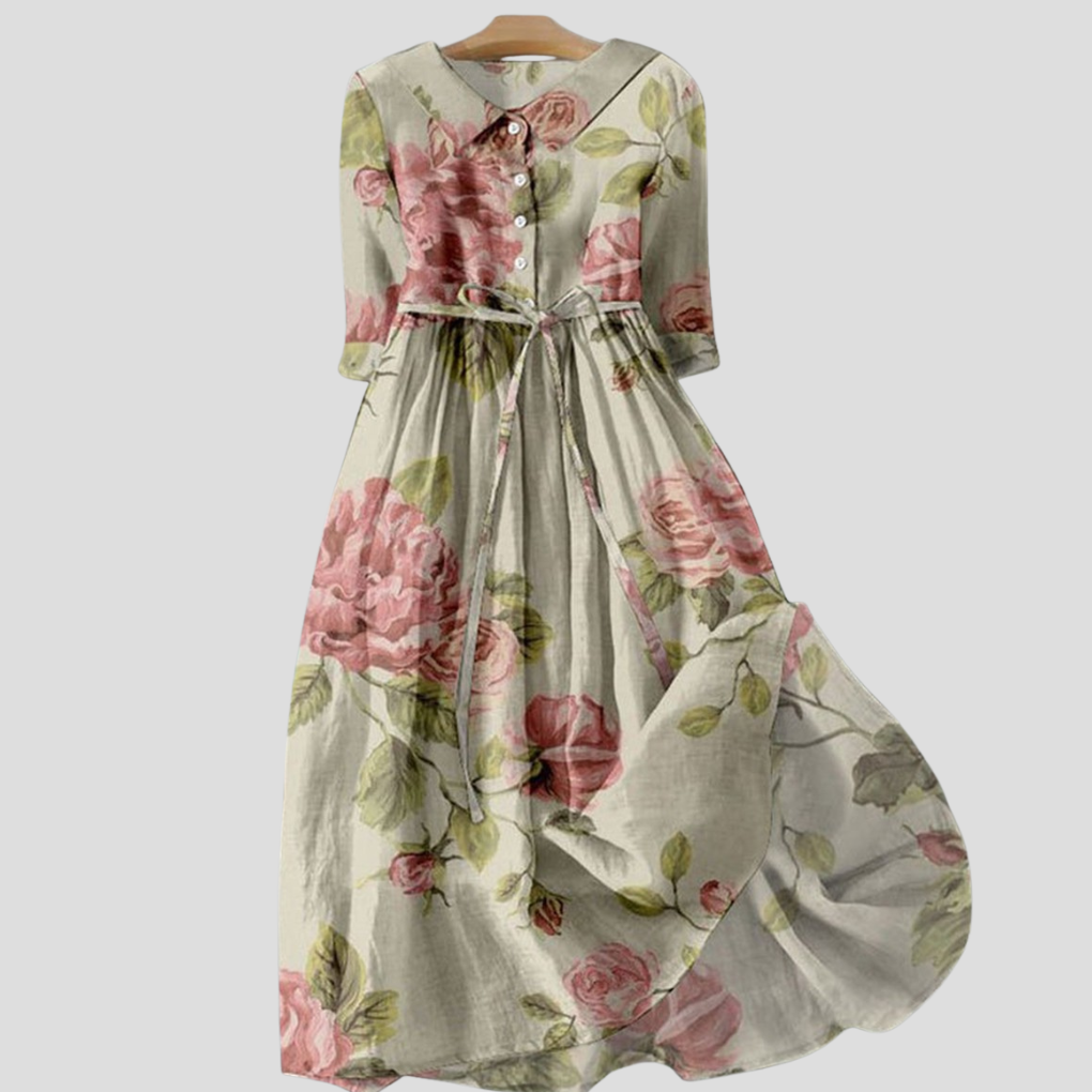 Vestido de mujer con solapas y estampado botánico | Vintage floral