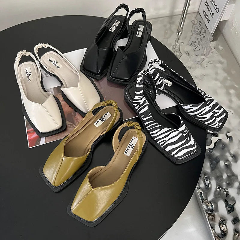 Vayla | Sandały damskie Slingback z kwadratowym noskiem - Unikalny projekt