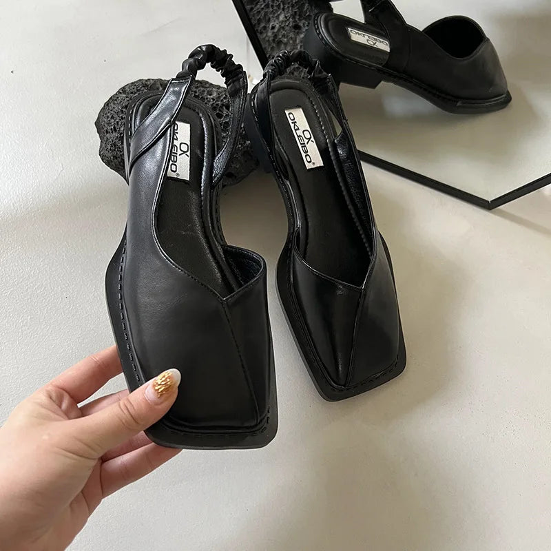 Vayla | Sandały damskie Slingback z kwadratowym noskiem - Unikalny projekt