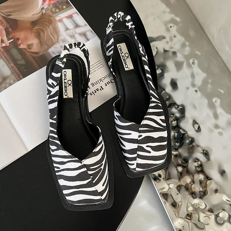 Vayla | Sandały damskie Slingback z kwadratowym noskiem - Unikalny projekt