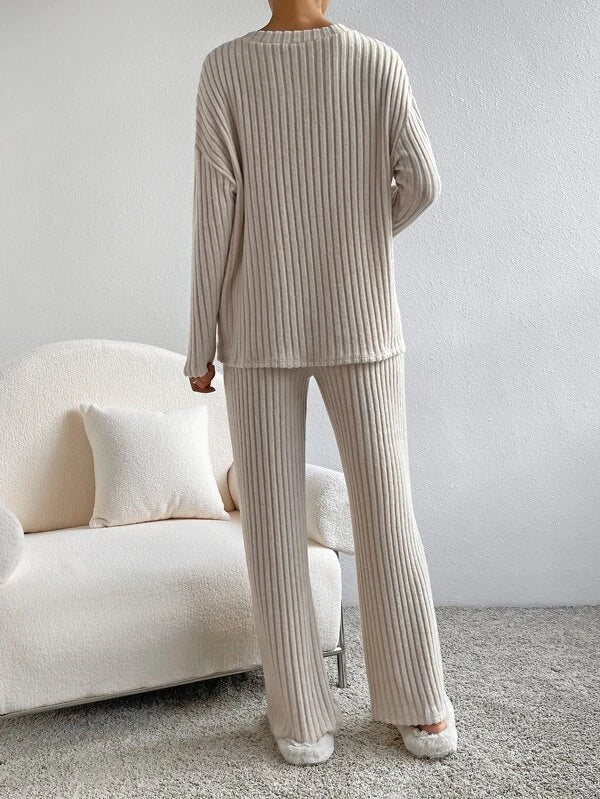 Women's Knitted Pants and Sweater Set