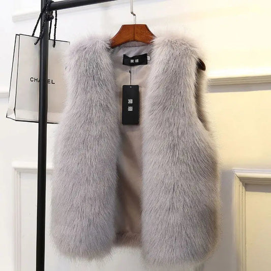 Chaleco de lujo para mujer de piel sintética | Chaqueta sin mangas