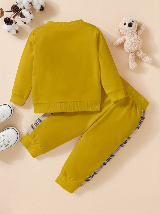 Conjunto de 2 piezas para niños pequeños | Sudadera y pantalones con bordado de oso