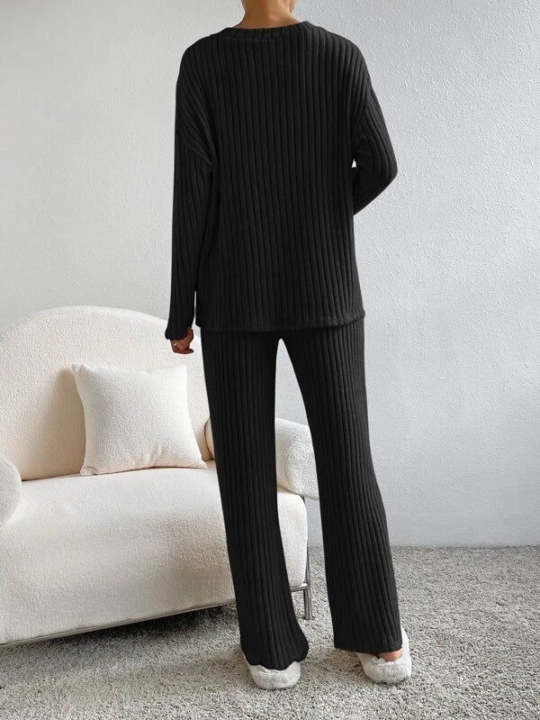 Women's Knitted Pants and Sweater Set